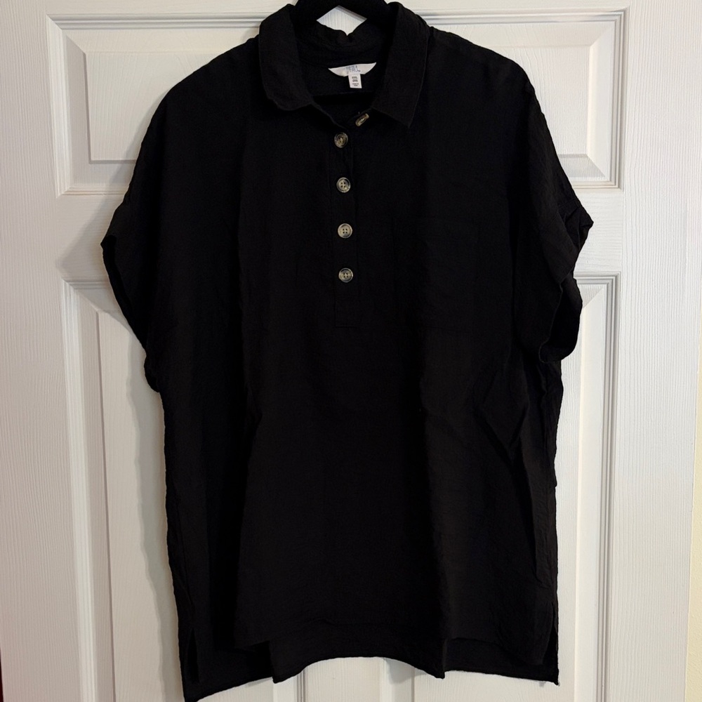 Time and Tru Short Sleeve Blouse - Black - Size XXL